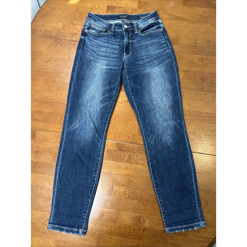 Judy Blue Dark Blue Distressed Boyfriend Jeans